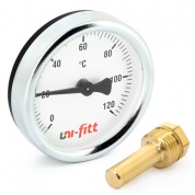 Термометр погружной аксиальный  120С, диаметр 63 мм,гильза 50 мм, 1/2" Uni-fitt за 966 руб. в интернет-магазине "ТУТинструменты.ру"